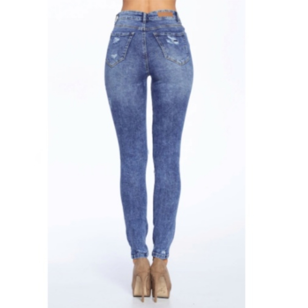 ❤ Blue Age - High Rise Destroyed Skinny Jeans - Picture 5 of 10